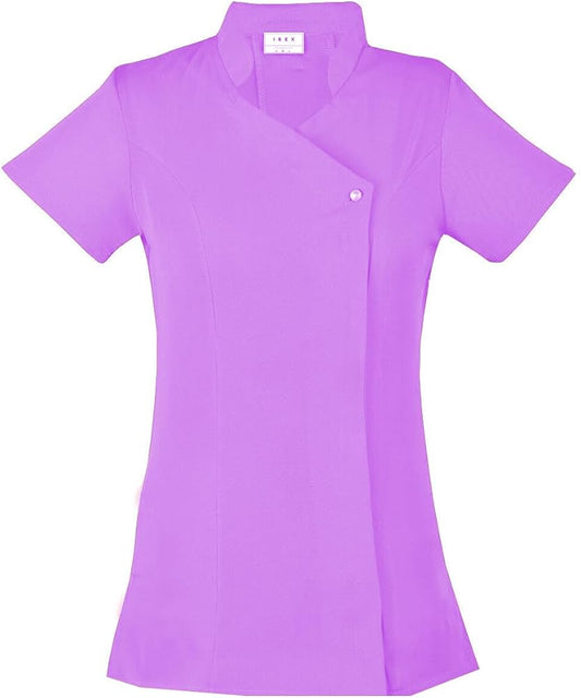 IBEX Spa Salon Beautician Health Work Uniform one Button Tunics (Black/Hot Pink/Lalic)