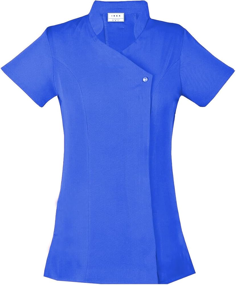IBEX Spa Salon Beautician Health Work Uniform one Button Tunics Red (Navy/Purple/Red/Sapphire/Teal/White)